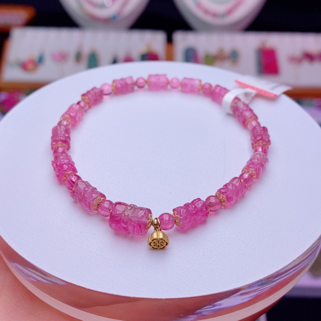 未镶嵌手链碧玺并蒂莲花手链yy