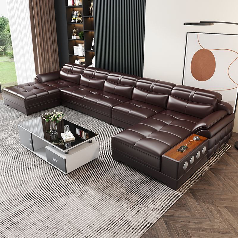 来自星星广东佛山头层牛皮别墅U型沙发现代简约新款意式极简真皮