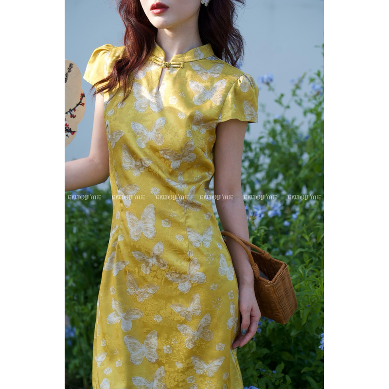 【门店同款】ENJOY夏季云敛-“鸾衿折桂”黄金蝶舞旗袍裙162896903