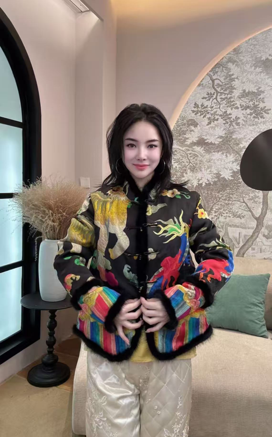 【一潮家】麒麟祥瑞国风气质女士加棉对襟外套 16063-14