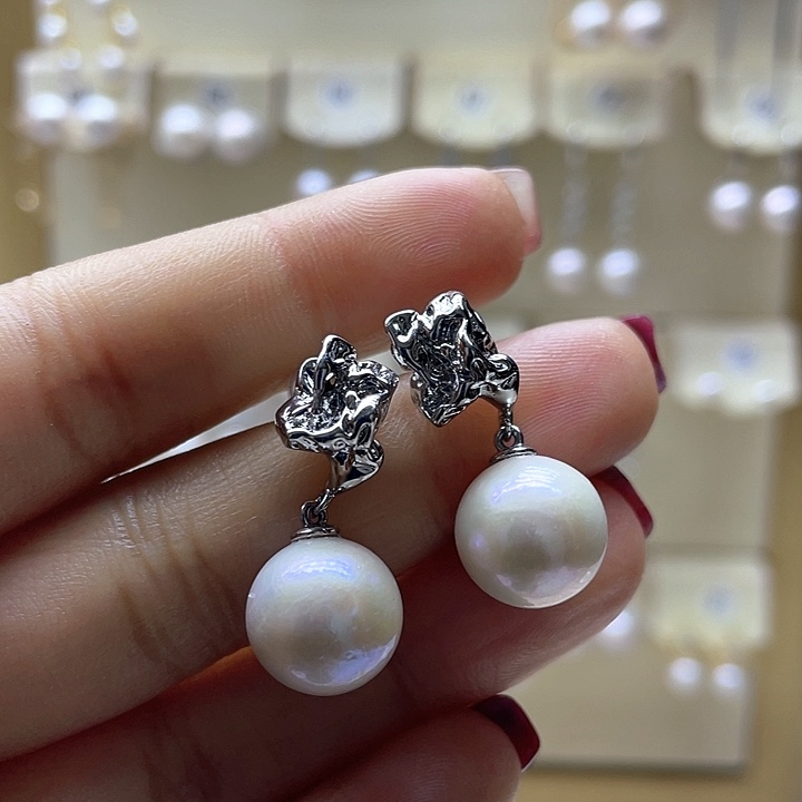 淡水珍珠耳饰银S925镶嵌