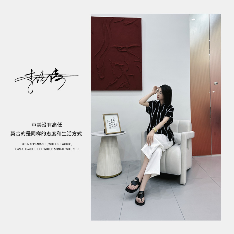 JIA YI |【黑色情人】竖条简约黑色条纹衬衫