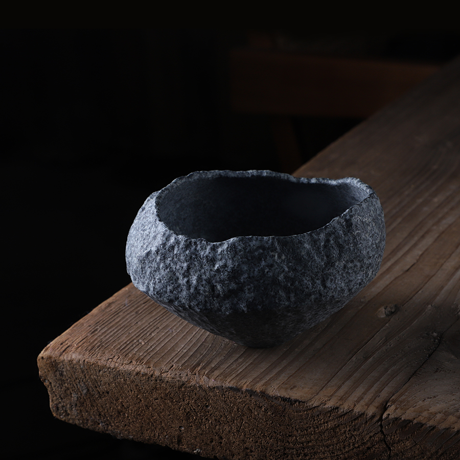 程力钦大师手作建水茶洗古拙日式诧寂风辉绿岩茶周边《丰泽》450CC