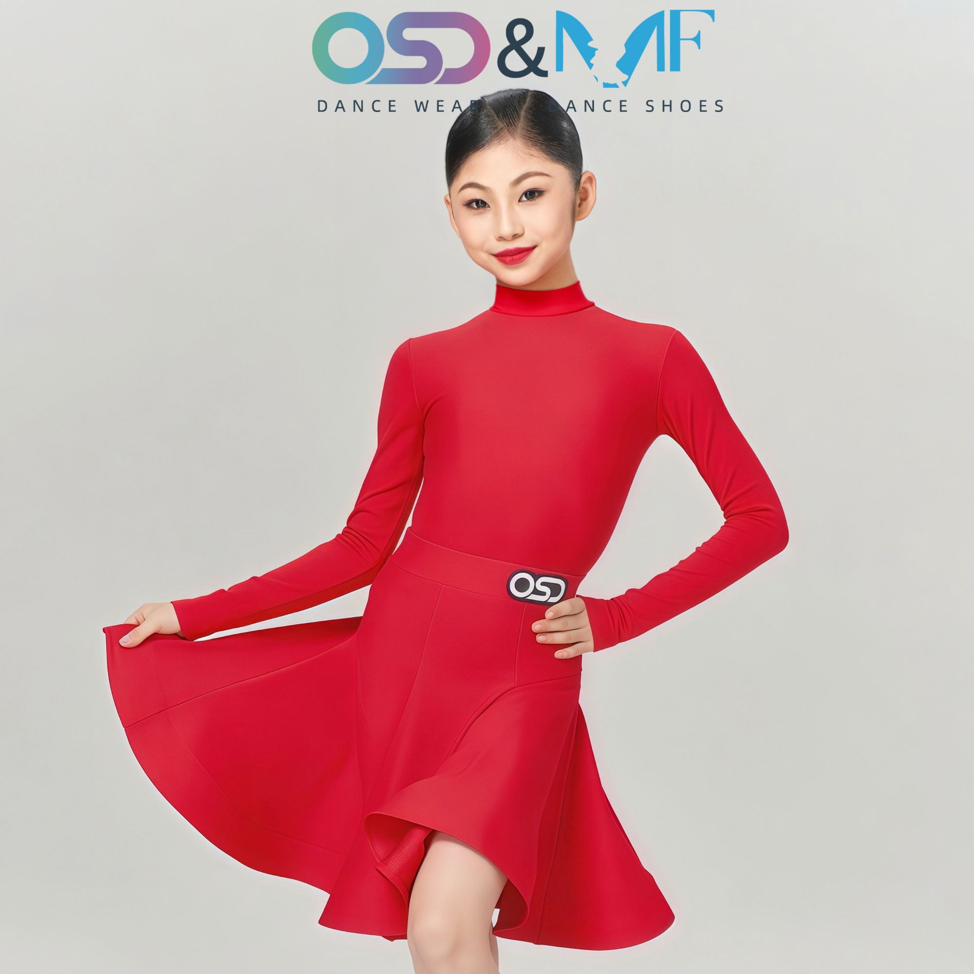 OSD舞服林意涵同款夏季新款少儿拉丁舞服冰丝锦纶长袖比赛规定服