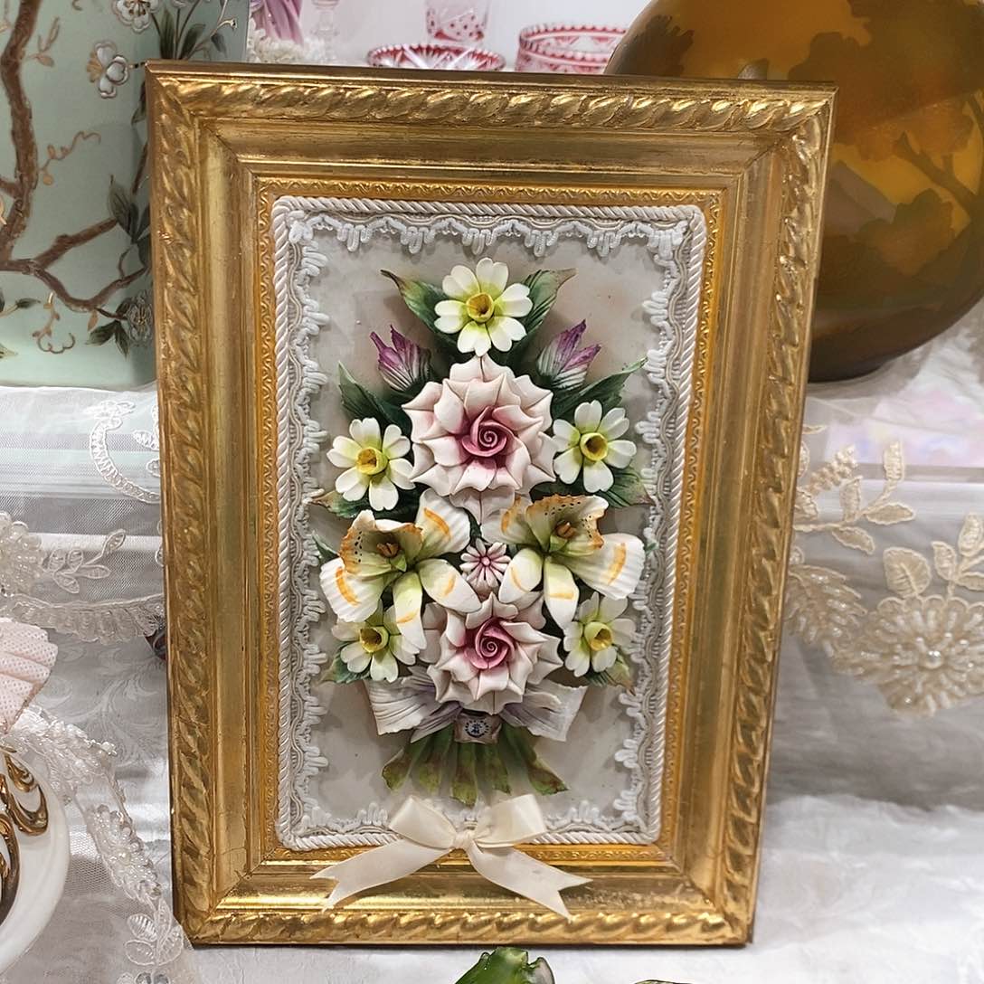 摆件意大利陶瓷花挂画赏盘