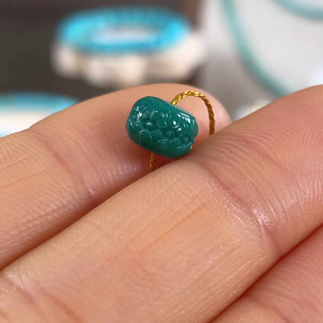 绿松石未镶嵌套链玉化莲花珠7.7mm