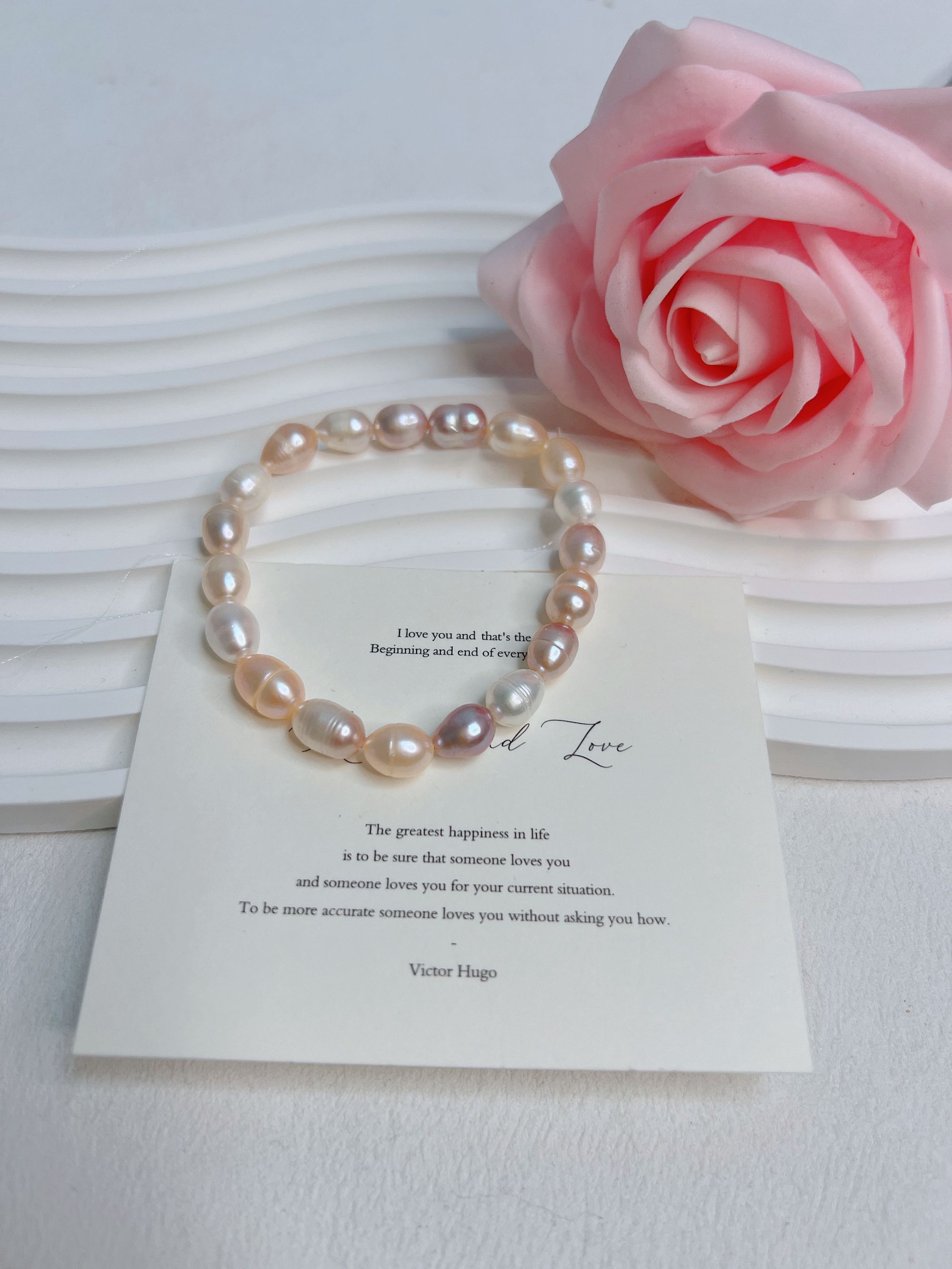 天然淡水珍珠A203糖果色无核珍珠手链100%天然珍珠