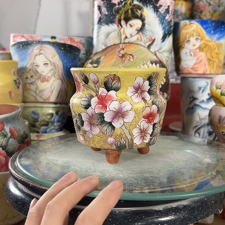 满38包邮 景德镇幸运花盆