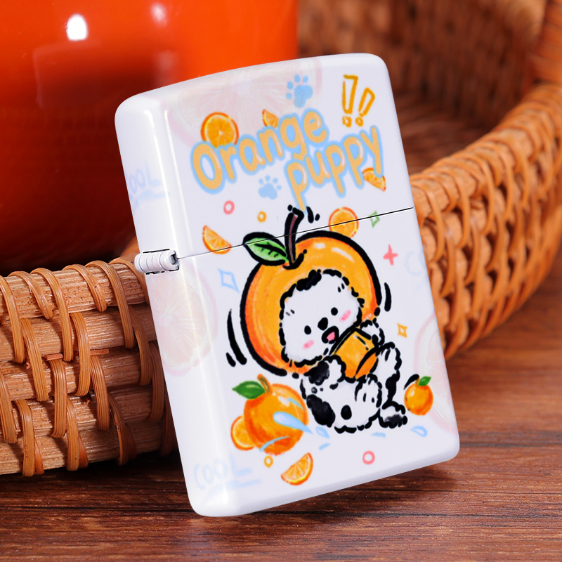 zippo打火机蜜橙小狗官方正品防风煤油送男生礼物兄弟生日爆款