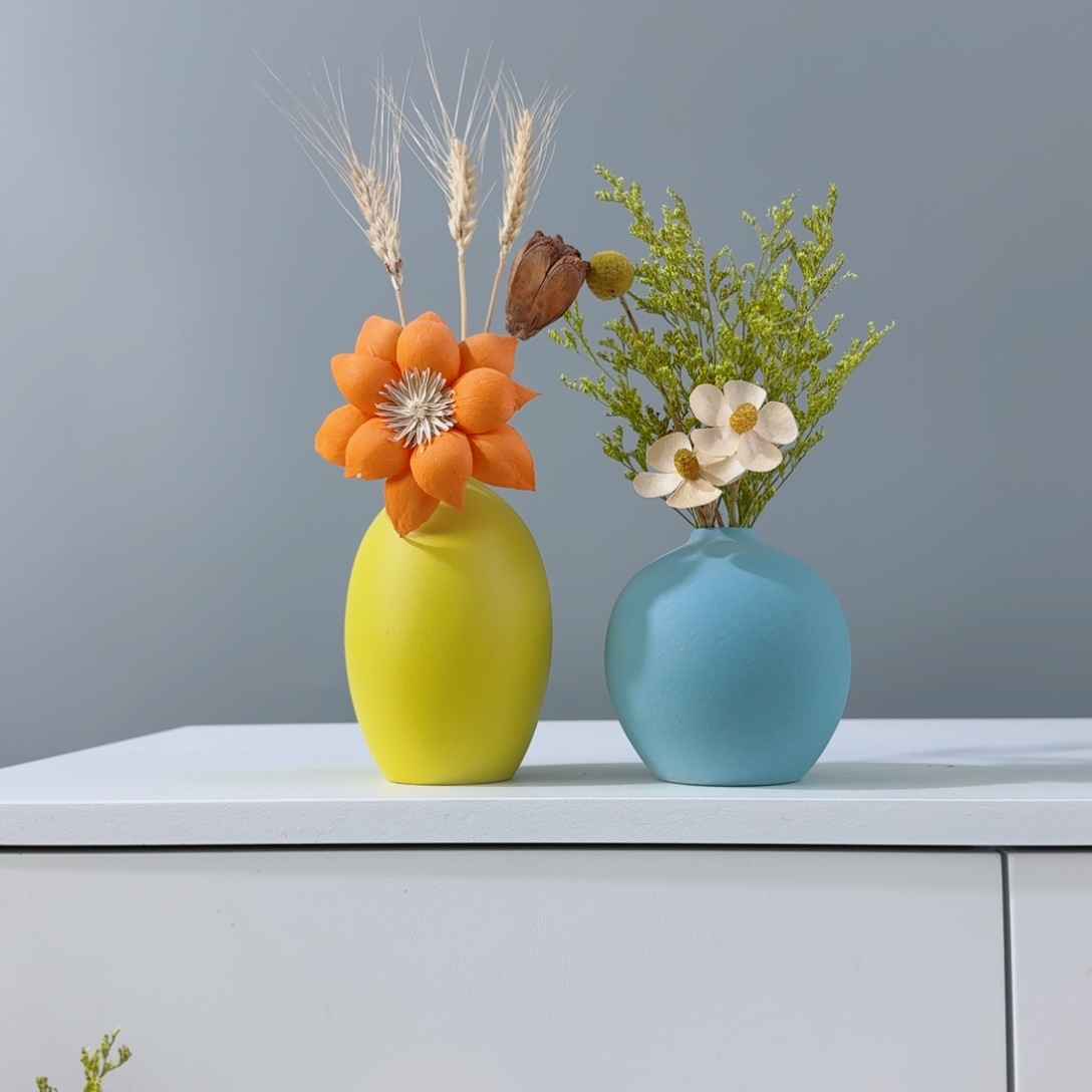 摆件陶瓷花瓶摆件含花总高约20-30cm
