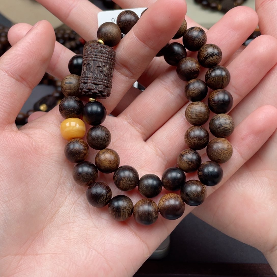 【闪购商品】沉香手串越南芽庄白棋玉化瘤疤沉水 1.0