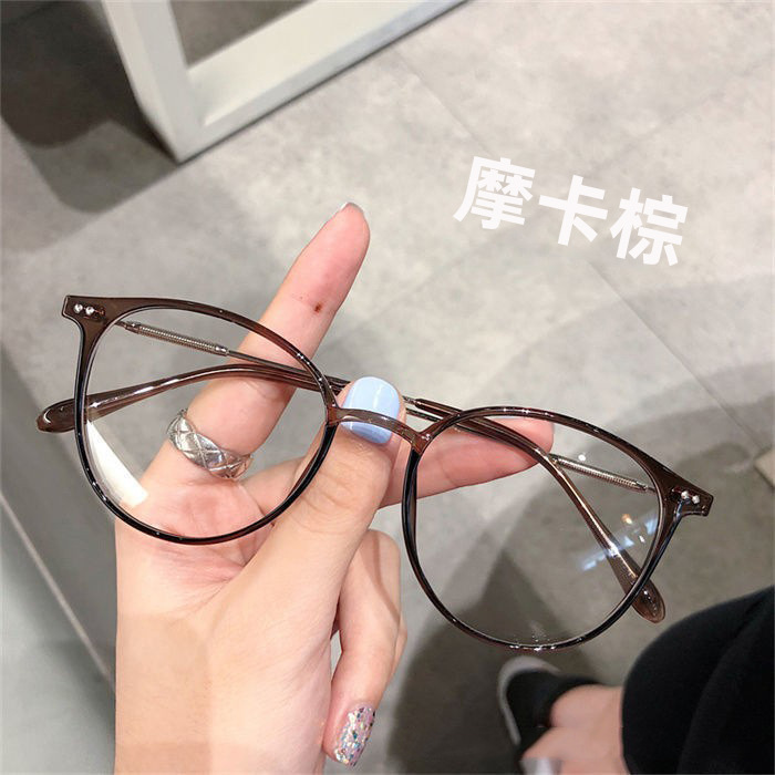 摩卡棕色近视眼镜ins镜框女生防蓝光风抖音可配度数光眼镜