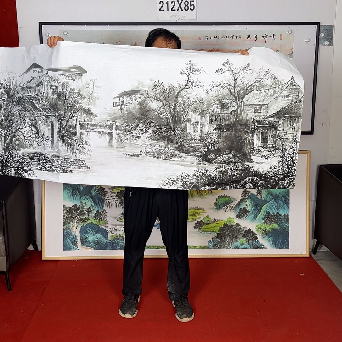 横款无落款的水墨画画