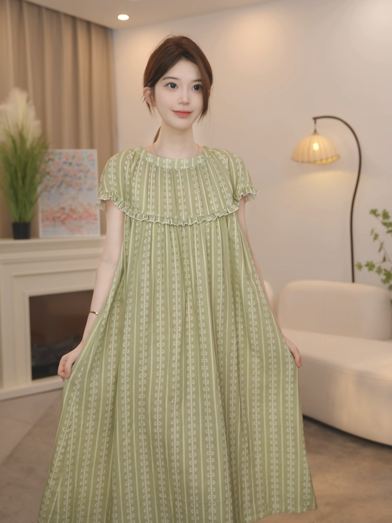 板栗小姐【夏颜Y】2025新款女夏季甜美风高级家居服可外穿睡衣睡裙