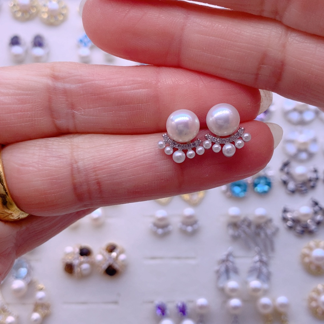 淡水珍珠合金耳饰