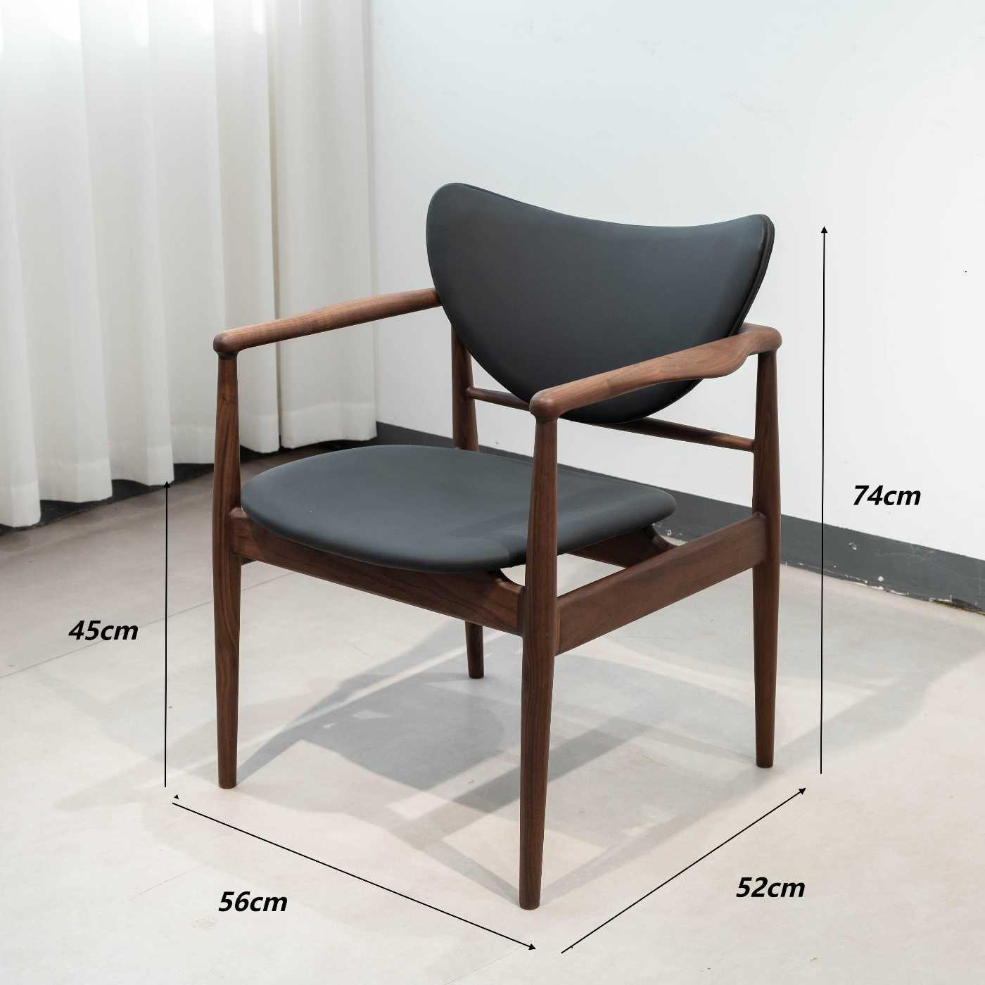 北美黑胡桃 • 76号椅  56*52*74*45【黑胡桃纯料】