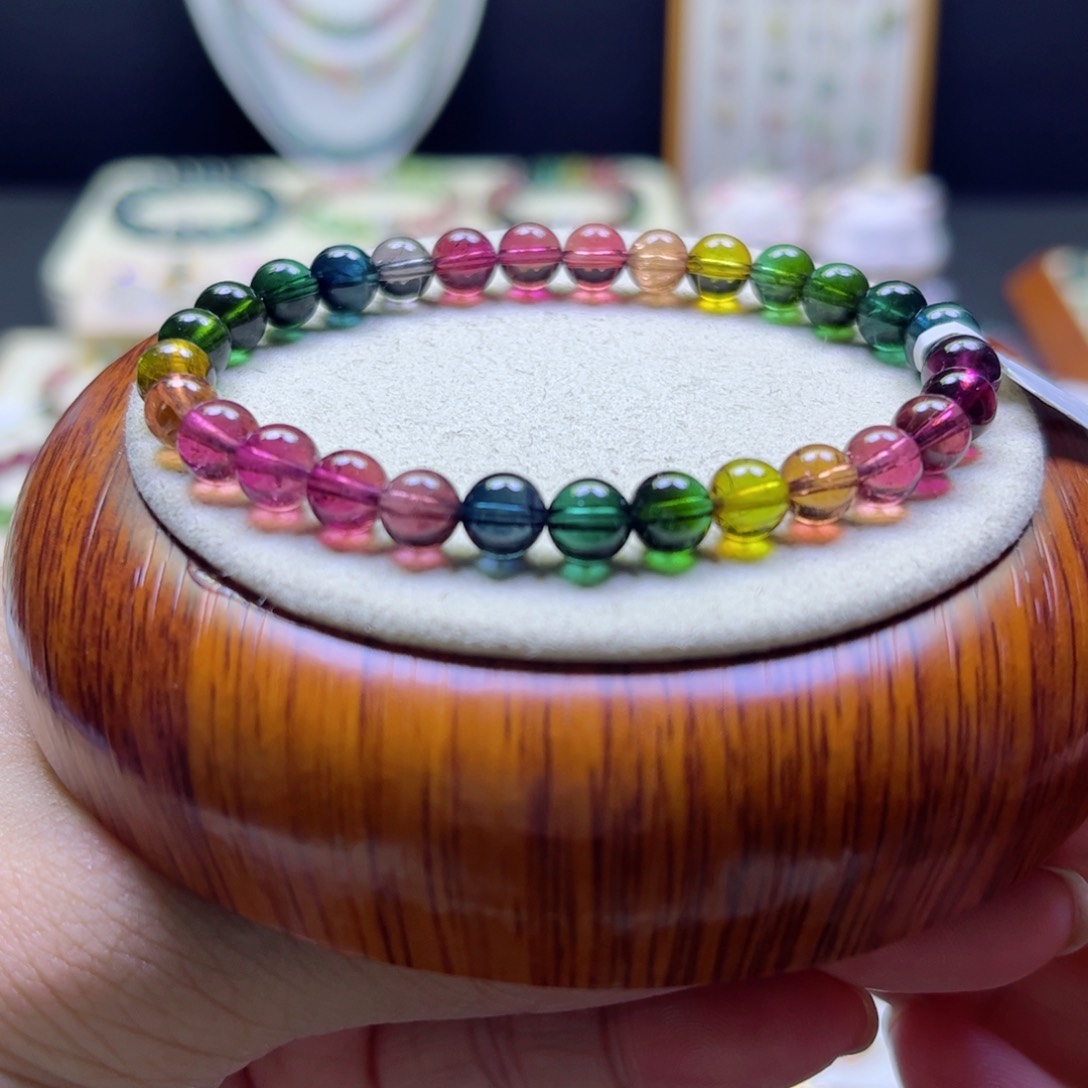 碧玺手链未镶嵌老矿6.3mm