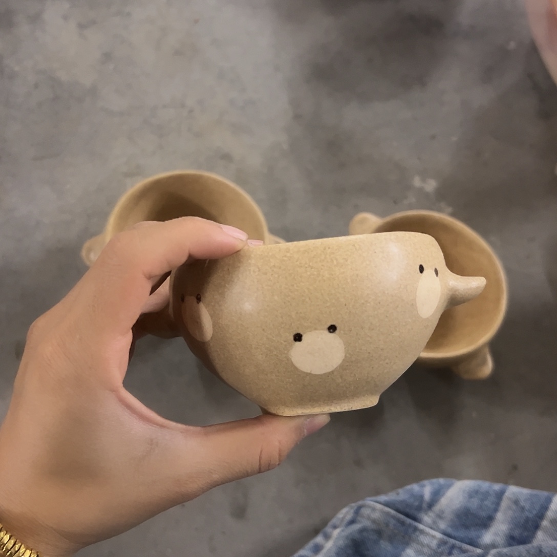 搪瓷微瑕小熊双耳碗一个