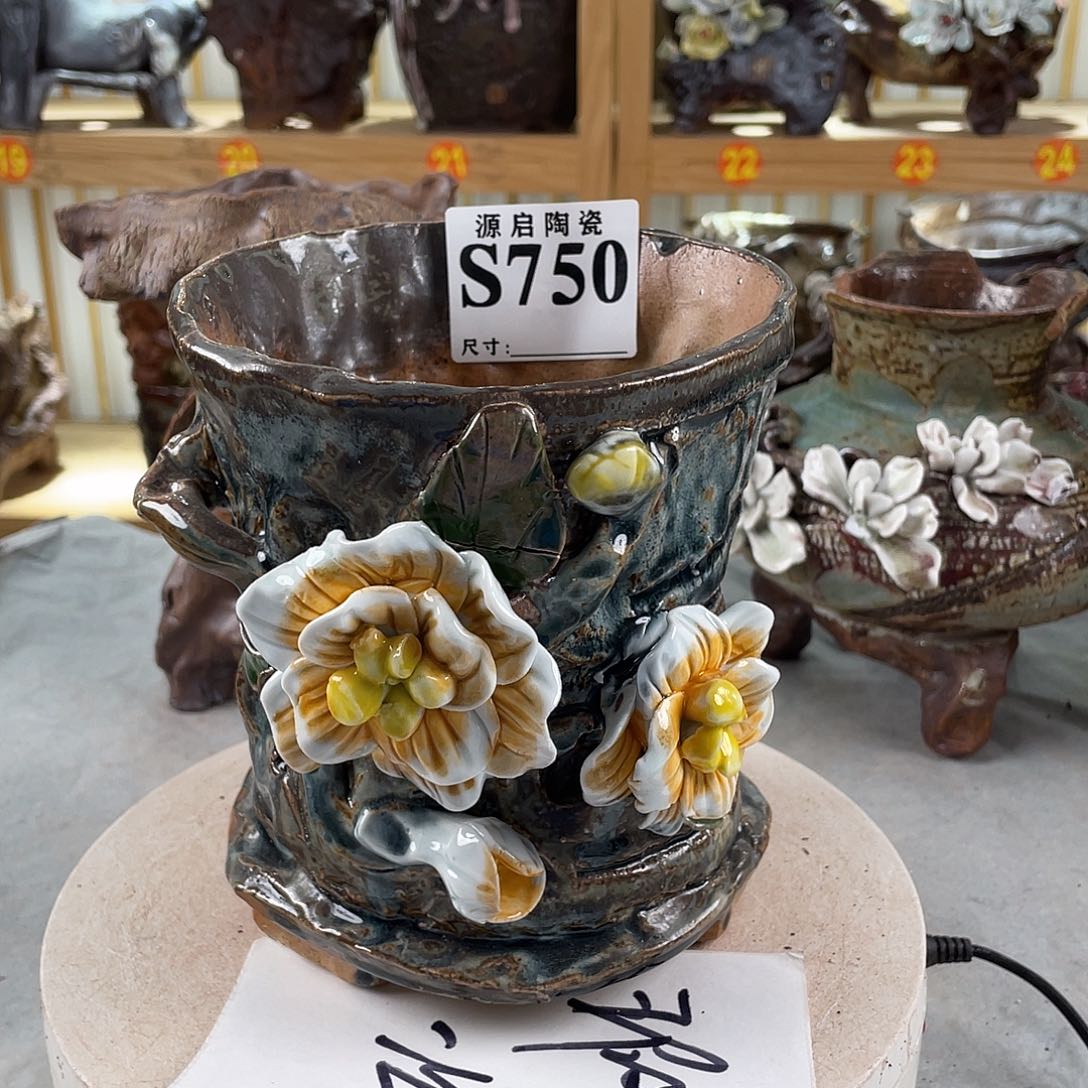 紫砂花盆景德镇陶瓷花盆750