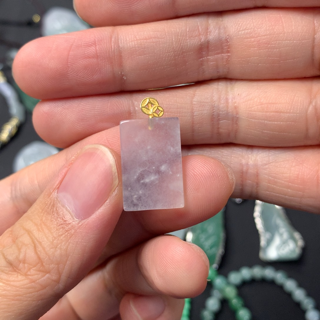 翡翠吊坠(不含链)18K金镶嵌