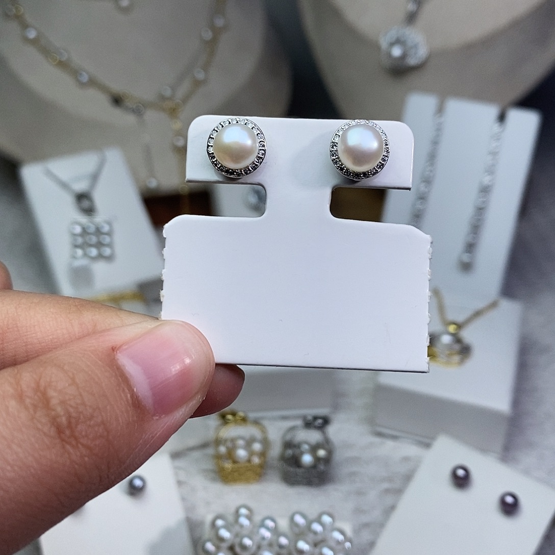 耳饰银S925镶嵌淡水珍珠