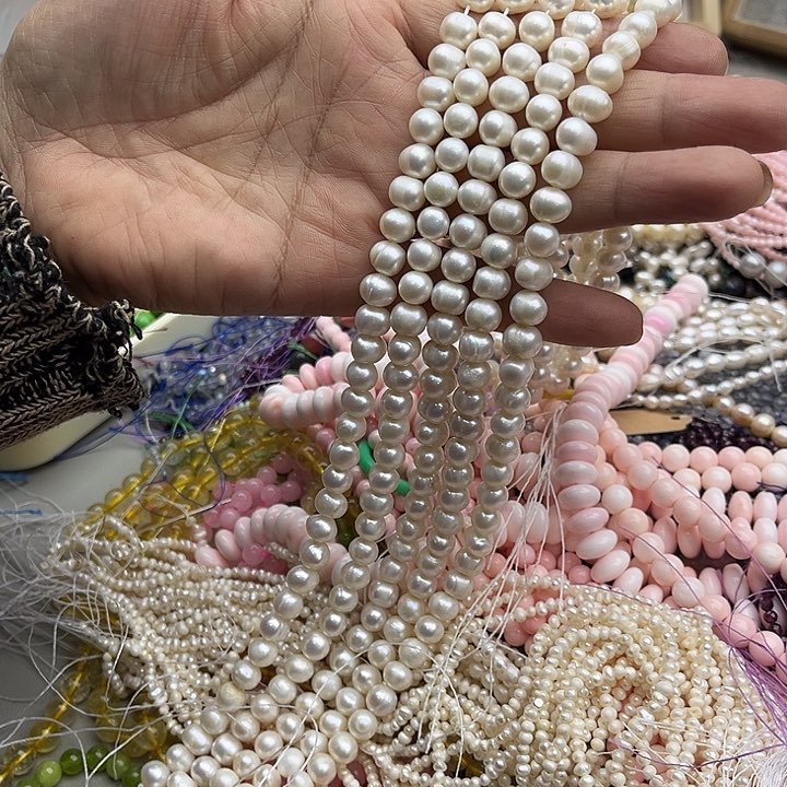 玛瑙/玉髓珠宝半成品未镶嵌一条8mm珍珠