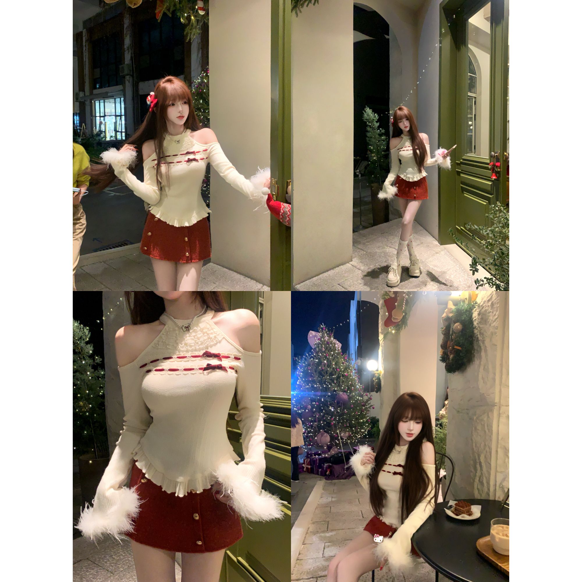 瑞茜·威瑟斯 奈奈心绪 秋冬纯欲风小众设计显瘦上衣短裙R66360-1H