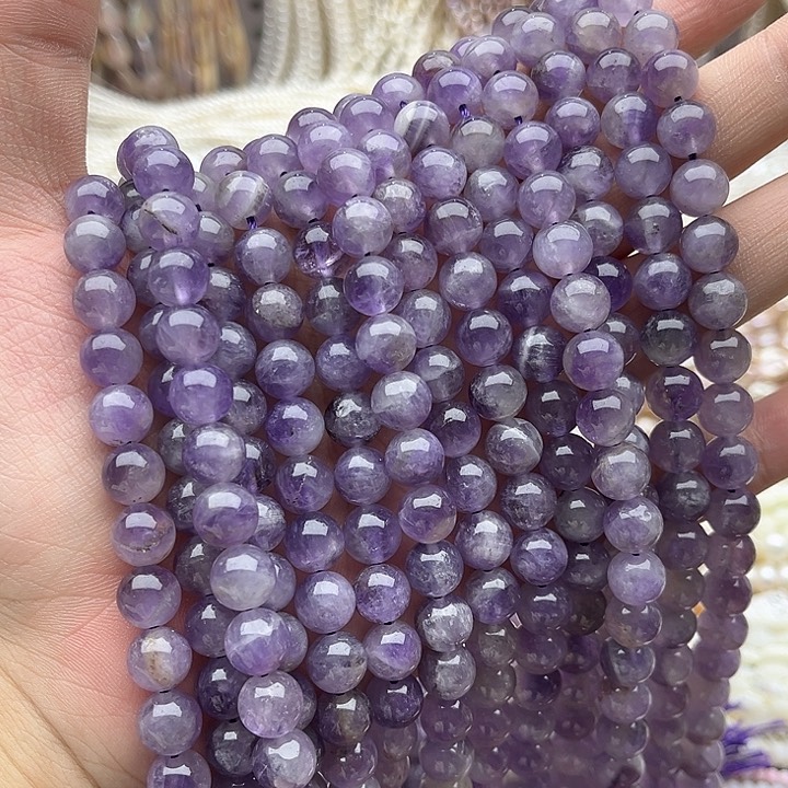 未镶嵌玛瑙/玉髓珠宝半成品一条8mm左右梦幻紫晶