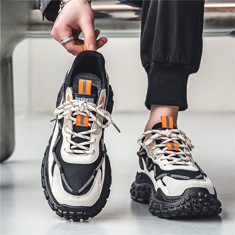网红爆款男鞋网面运动休闲跑步厚底老爹潮流鞋休闲鞋男款