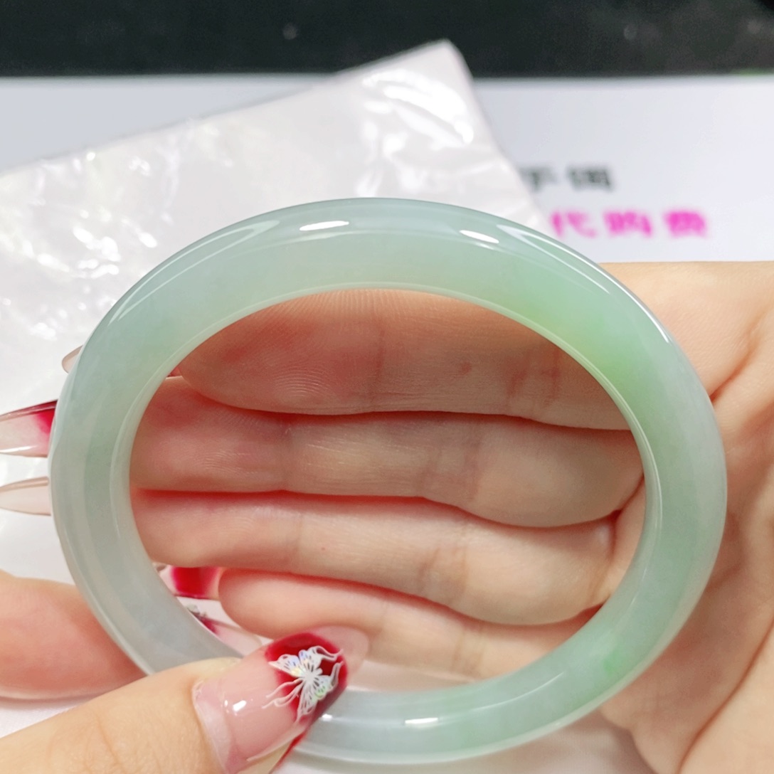 翡翠手镯未镶嵌点**光57 58 圆条