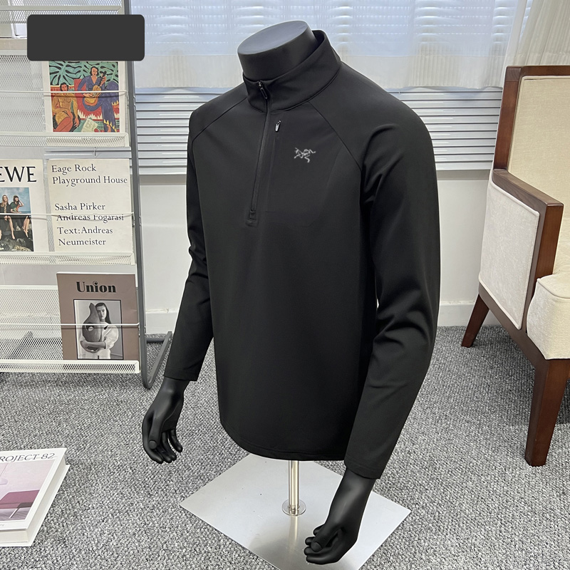 奥莱折扣刺绣鸟家户外运动保暖抓绒衣男士半拉链立领打底长袖T恤