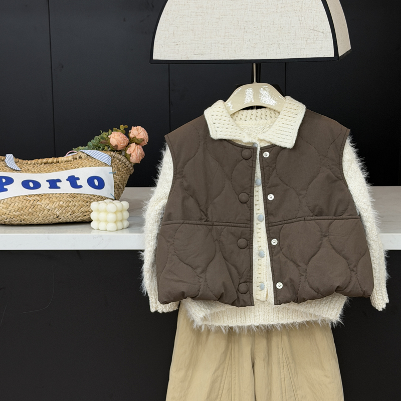【现货】leomama女童棉马甲秋冬25新款儿童洋气夹棉女大童坎肩外套