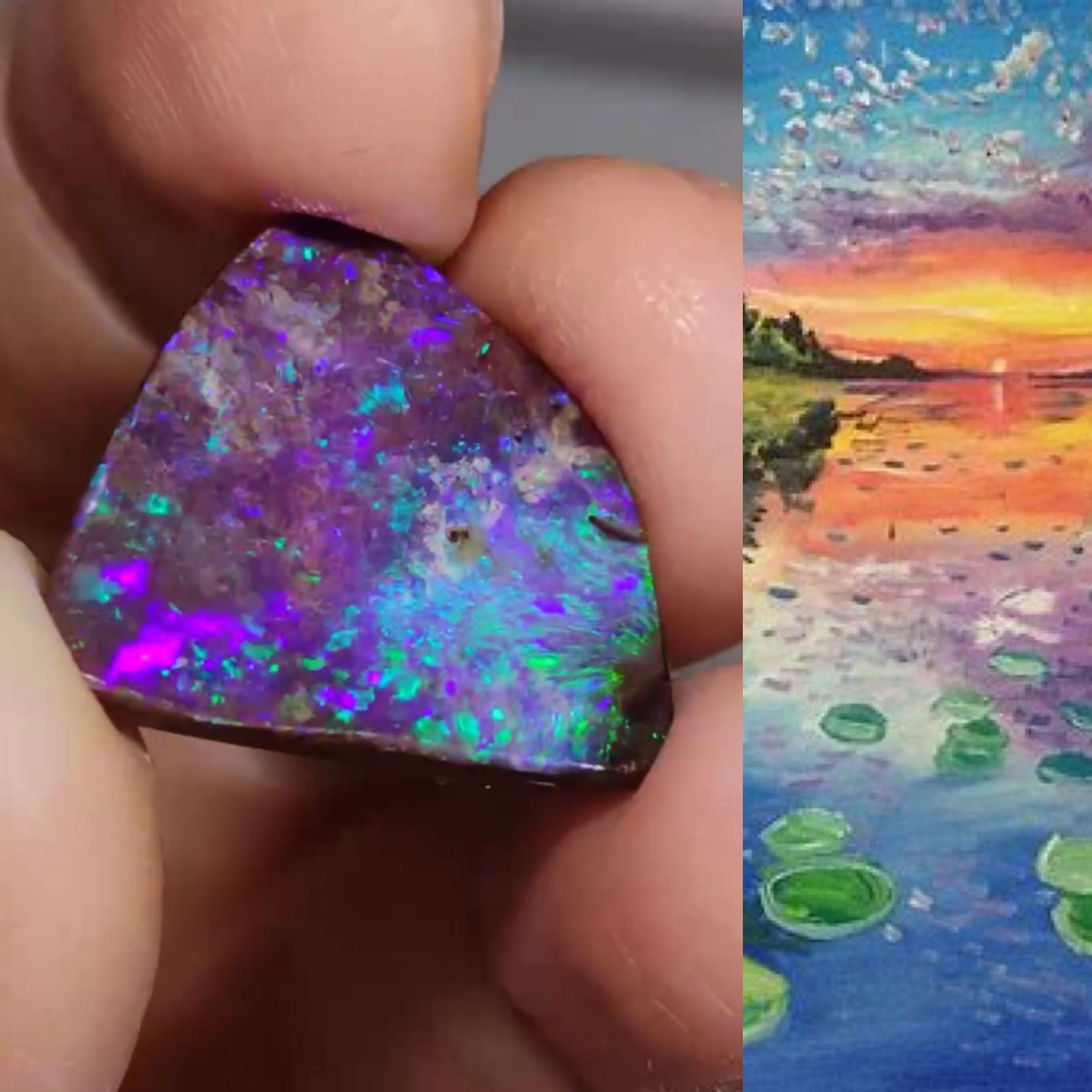 11.12澳大利亚蓝紫色系铁欧泊随型可镶嵌定制吊坠胸针