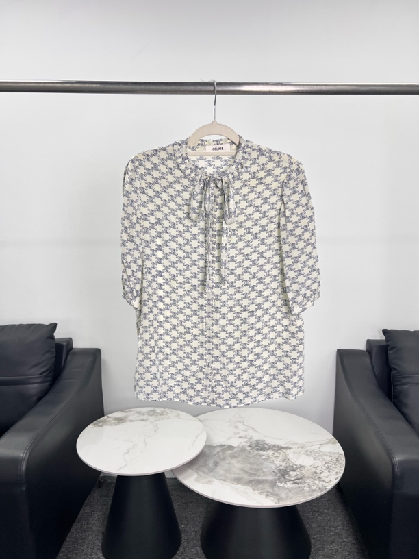 99新 Celine/思琳 san0605/满印凯旋门Logo上衣/尺码34