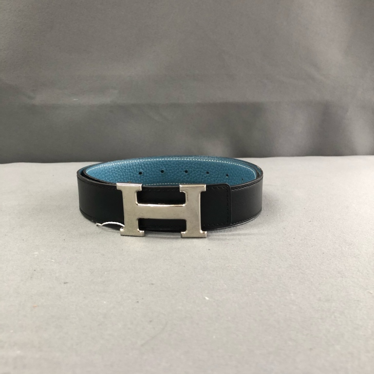 95新 Hermes/爱马仕 拾锦奢品 爱马仕蓝黑腰带 