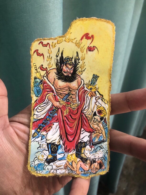 钟馗八块腹肌朱砂背贴夹画装饰画