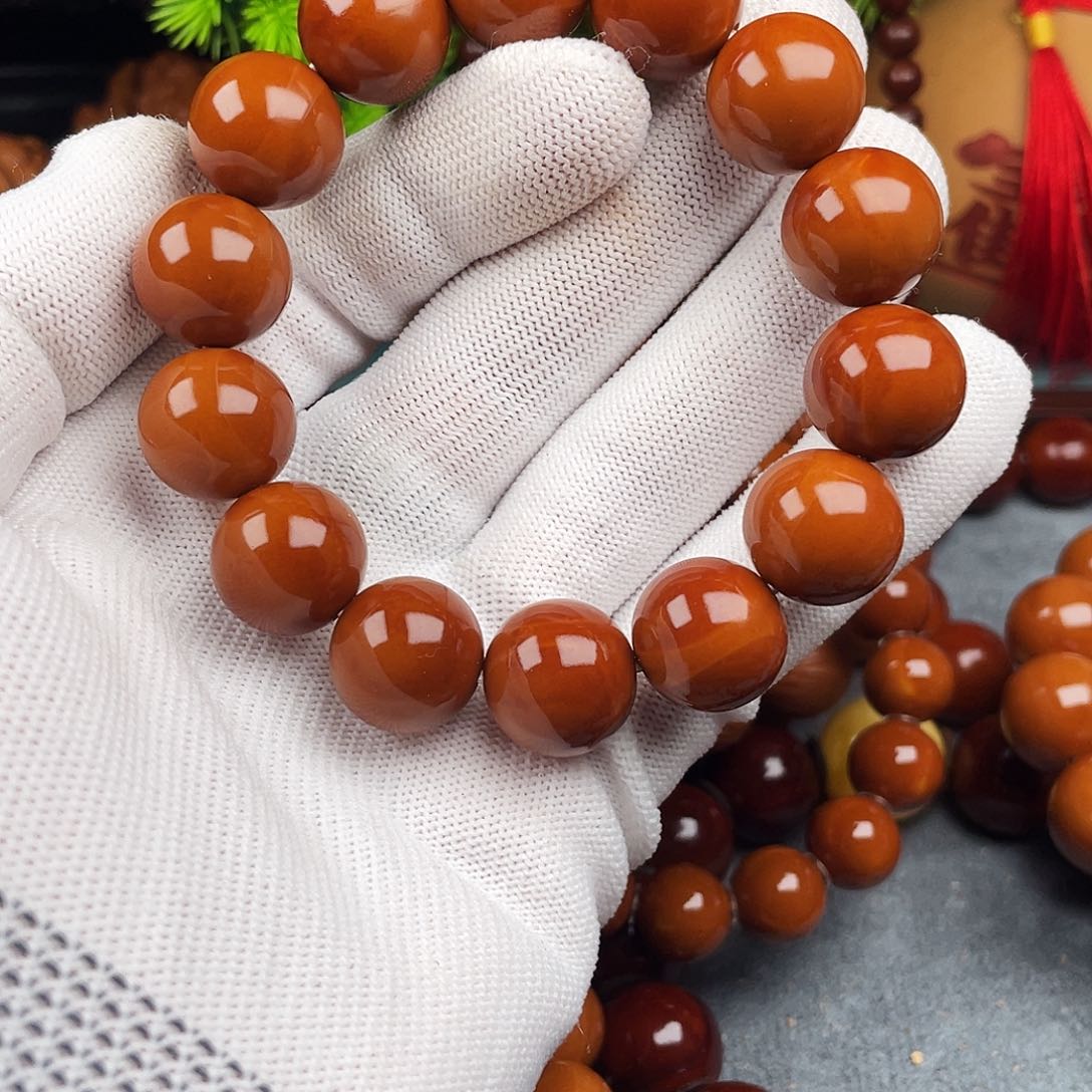 橄榄核手串自***人1.5+鸡血红橄榄核正圆