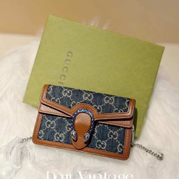 大吉中古/Gucci古驰蓝丹宁super mini酒神斜挎包