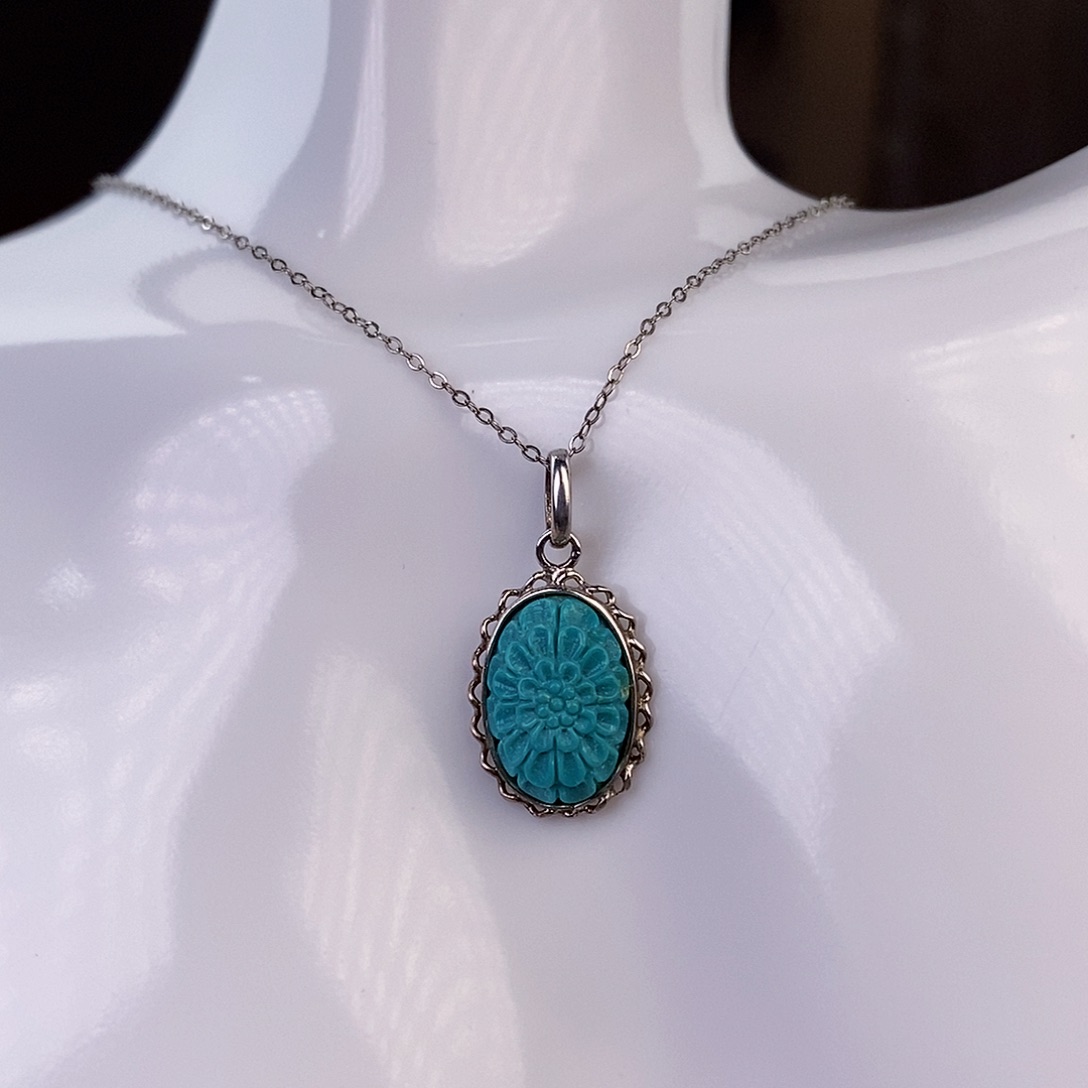 绿松石颈饰银S925镶嵌