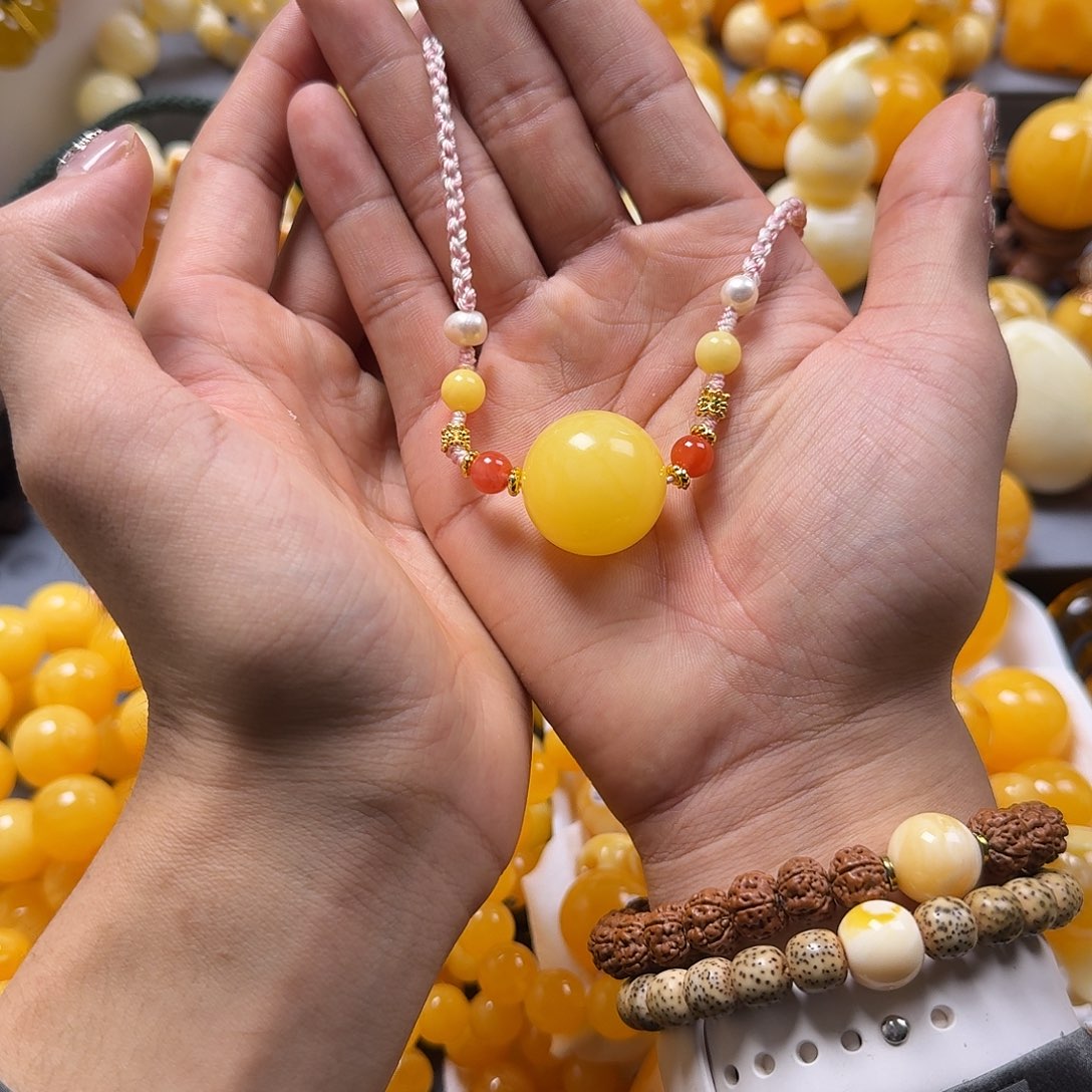 琥珀珠宝奇石未镶嵌锁骨24mm