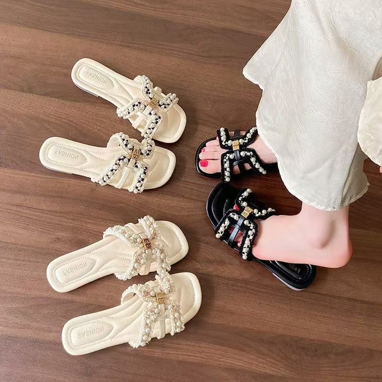 ZJ百搭时尚一字拖鞋平底拖鞋女鞋