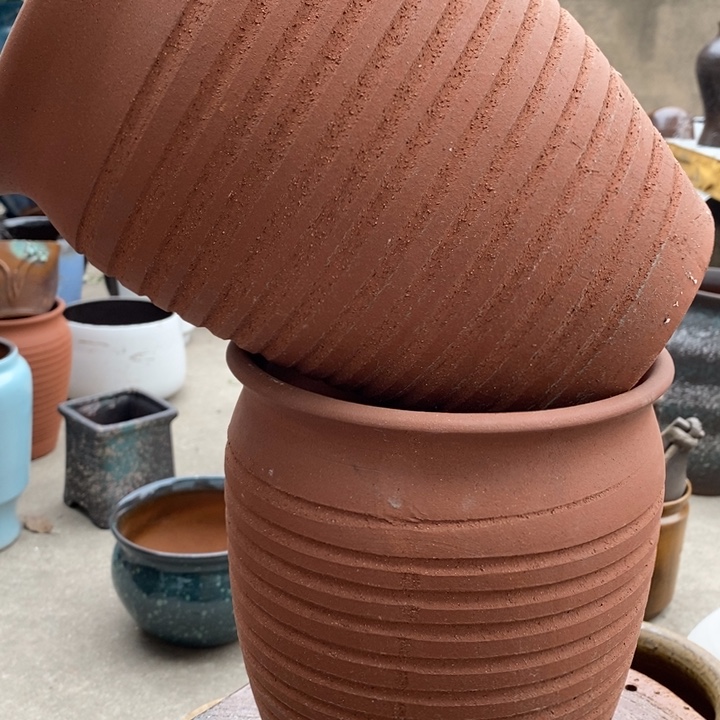 紫砂花盆高26口20一对