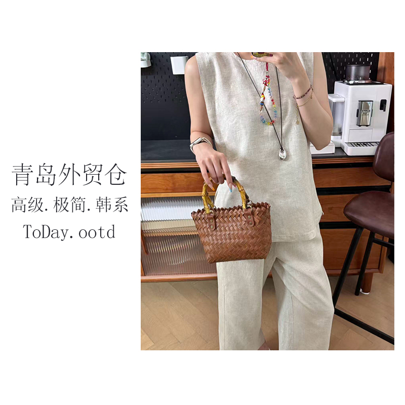 【顶配雨露麻】休闲风设计师休闲背心法式单肩气质时尚背心-1563