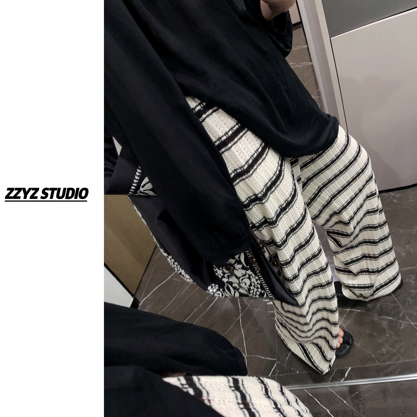 【ZZYZ】“松驰神裤”慵懒条纹针织设计感透气宽松显瘦遛弯裤