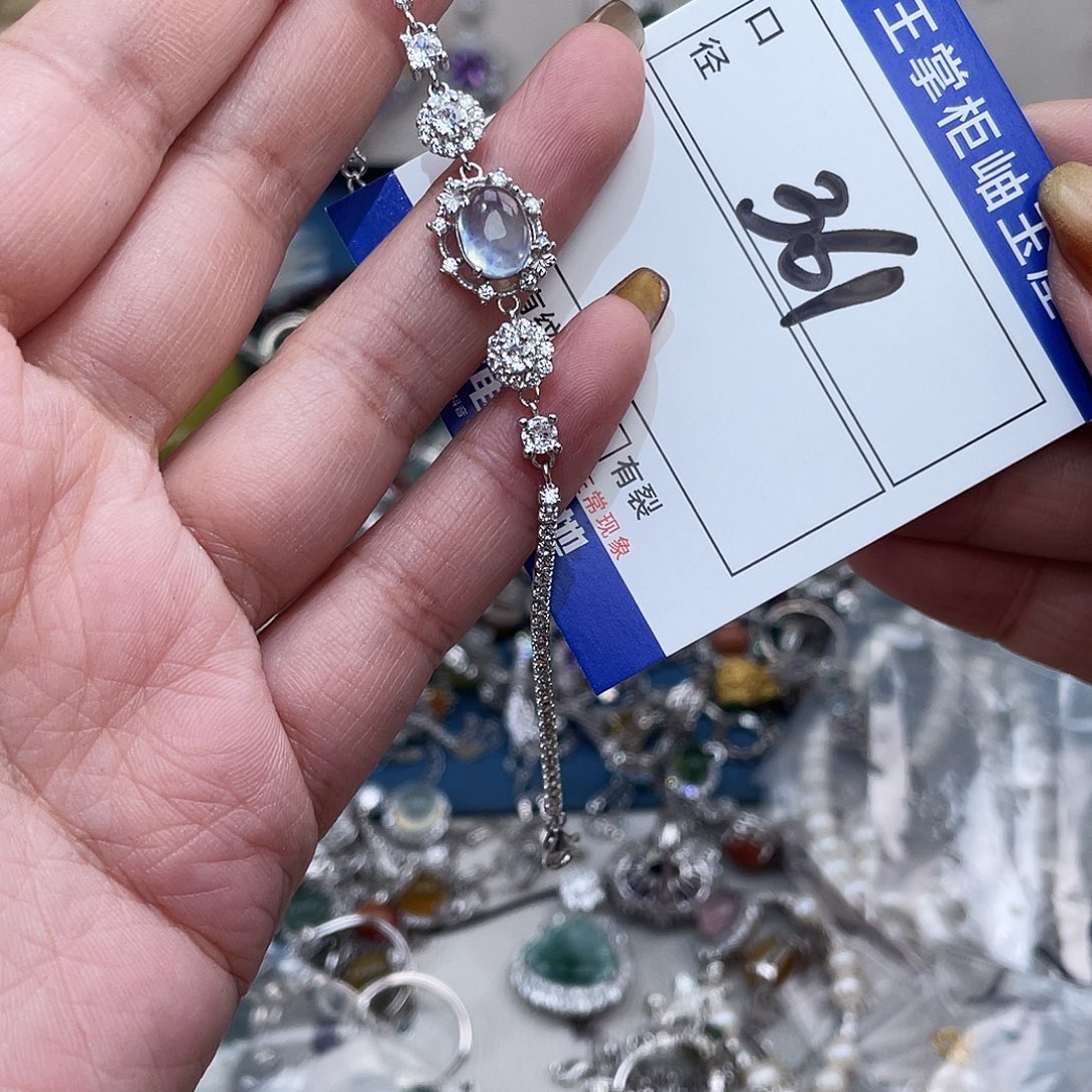 海蓝宝石戒圈银S925镶嵌