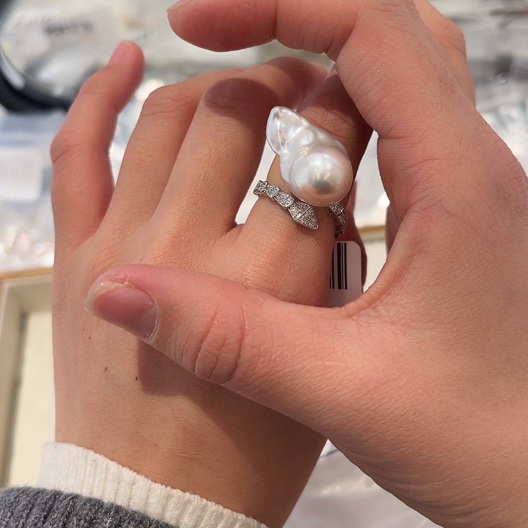 淡水珍珠戒指合金
