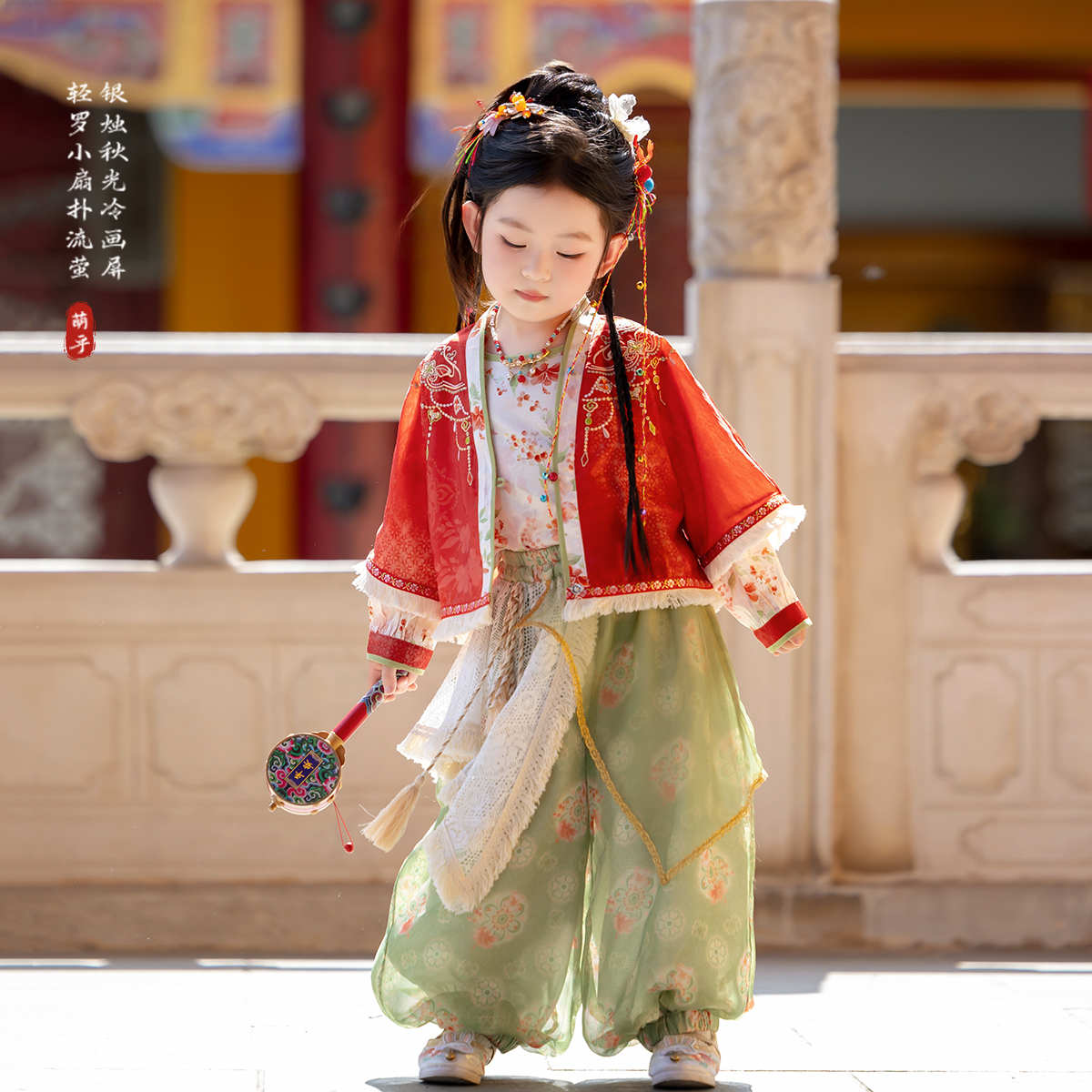萌乎【流云】汉服女童秋季中秋古风套装中国风女孩异域风套装253881