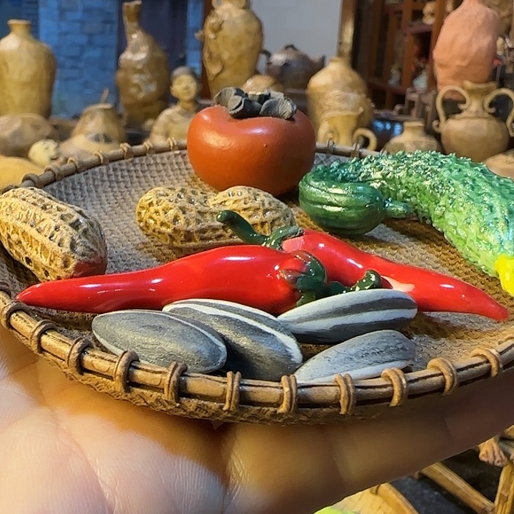 风***～陶瓷手工陶瓷雕刻花生茶草