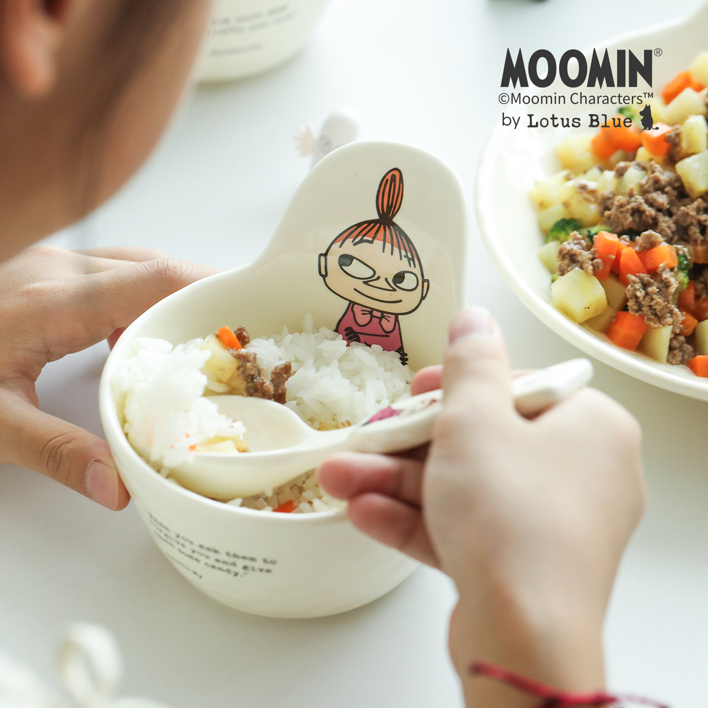 蓝莲花moomin姆明联名手柄碗陶瓷沙拉碗漂亮的饭碗儿童餐具网红碗