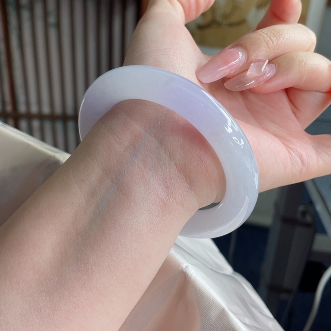 未镶嵌手镯翡翠56.4冰紫 浪漫至死不渝 高货毕业 26号